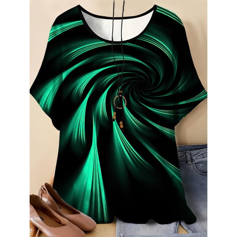 Plus Size--Women's Round Neck Short Sleeve T-Shirt
