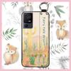 Lanyard Anti-knock Phone Case For TCL 40SE/T610K Dirt-resistant Flower Silicone Protective Ring Oil Painting Shockproof
