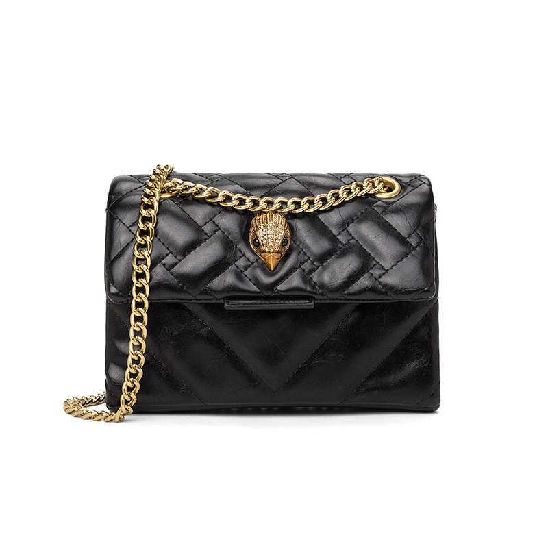 

Elegant Black And Deep Red Retro European Style Handbag For Women With Quilted Design Black