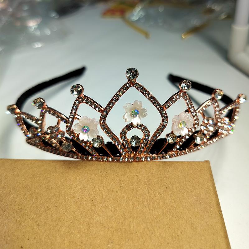 New Bridal Headwear Korean Flower Leaves Headband Crown Rhinestone Pearl Bridal Hair Crown Hair Accessories