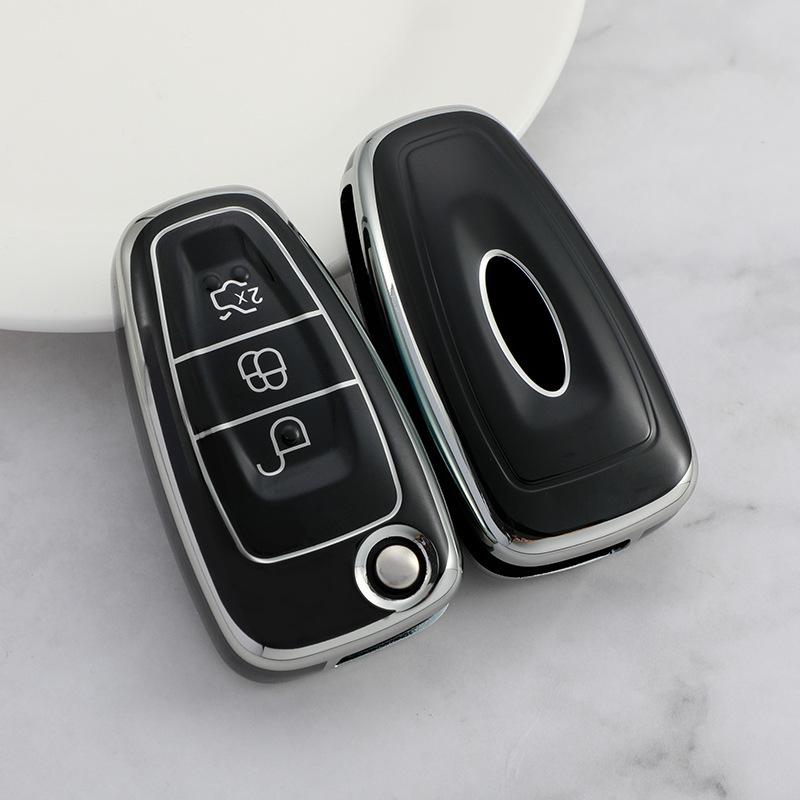 Ford Focus/Kuga/Tourneo Key Case - Foldable Silver Edge Car Protective Shell