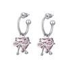 Elegant Bowknot Earrings Ear Studs Pink Heart Drop Earrings Ear Jewelry Alloy Material Perfect for Party Accessories