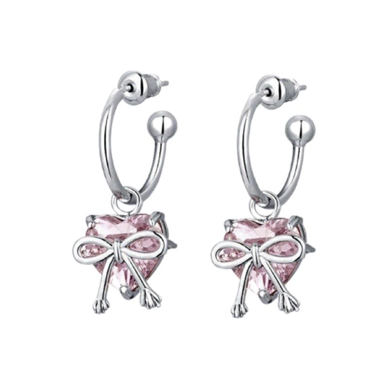 Элегантные серьги-гвоздики с бантом Серьги-гвоздики Розовое сердце Свисающие серьги Серьги из сплава Идеально подходят для праздничных аксессуаров 1