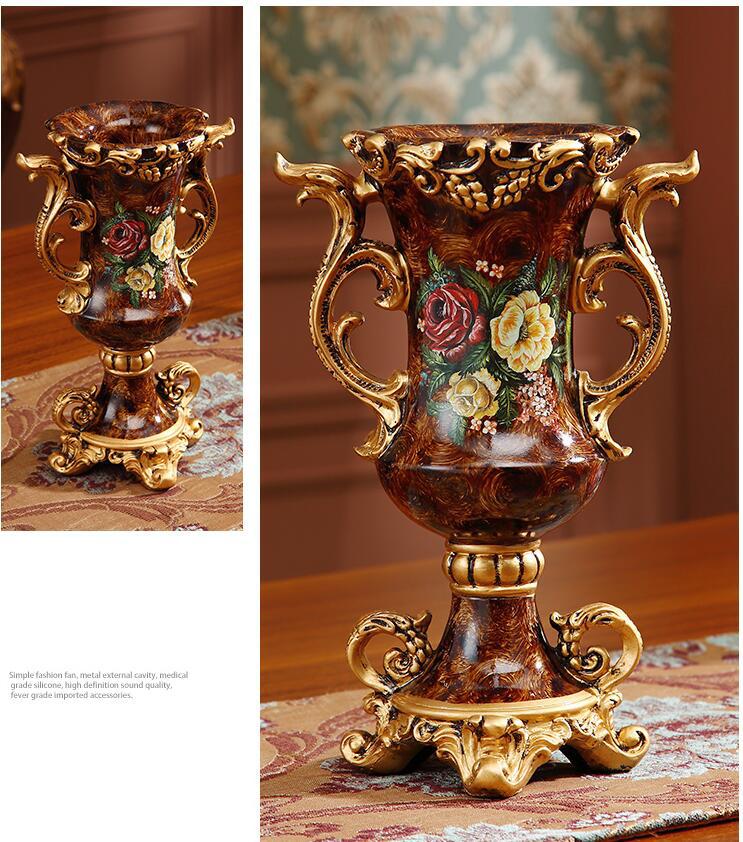 European Resin Vase+Artificial Flower Set Decor Home Livingroom Decoration TV Cabinet Cafe Flower Arrangement Flowerpot Crafts