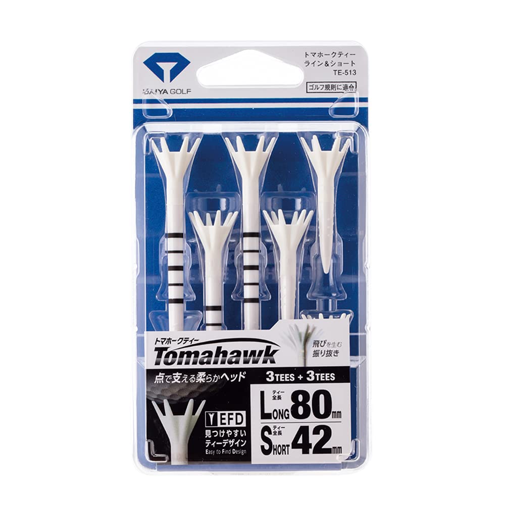 DAIYA GOLF Tomahawk Tee Line Short tees White & (6 total) TE-513