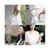 Handheld Personal Fan Mini USB Handheld Fan 3600mah Rechargeable Mini Fan Stepless Speed Control Display Night Light (Color : Ice Green)