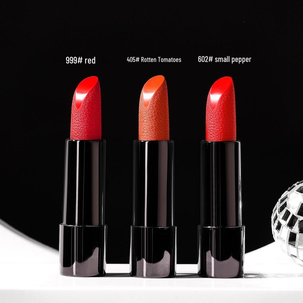 Charming Chain Small Leather Bag with Mirror: Set of Three Lightweight, Soft Matte Lipsticks