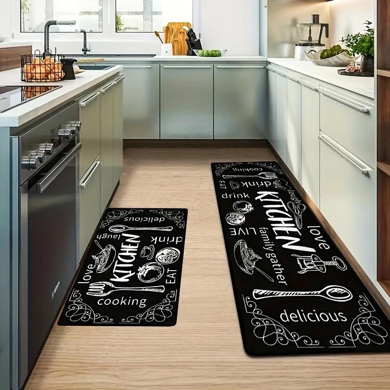 

VIKAMA Kitchen Cutlery Knife and Fork Theme Washable Stain-resistant Foot Mat Carpet Kitchen Living Room Entrance Door Mats 1pc40X60CM (1.3X2FT