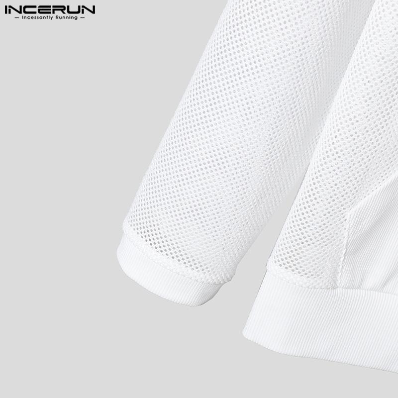 INCERUN Herren Langarm Aushöhlen Lose Kapuzen Sweatshirts Tops