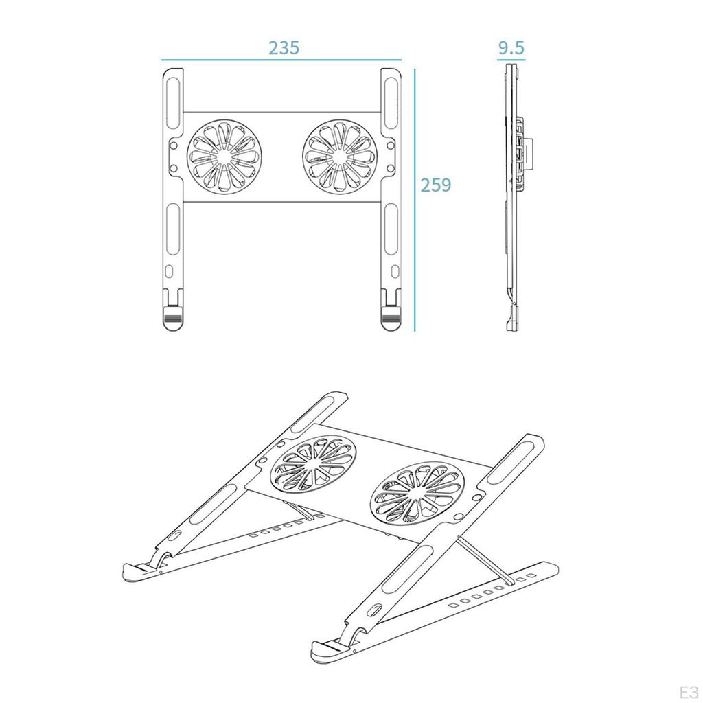 Adjustable Laptop Holder with Detachable Cooling Fan - Portable Stand for