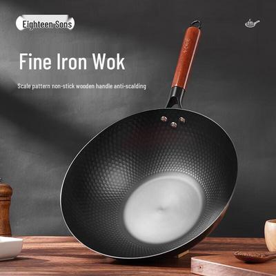 Shibazizuò 32cm Wok z jemného železa s dračí šupinou