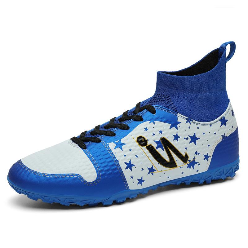 K100 Football Shoes Children Boys Girls Mid To High Height Flying Weave HG Long Nails FG Broken TF Flat Leather Surface Sport