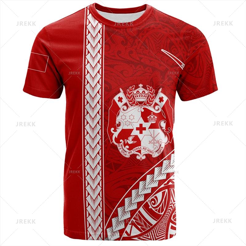 Harajuku Summer 3D The Kingdom Of Tonga Print T Shirt Oceania Tonga Emblem Graphic T-shirts For Men Fashion Streetwear Clothing XXS