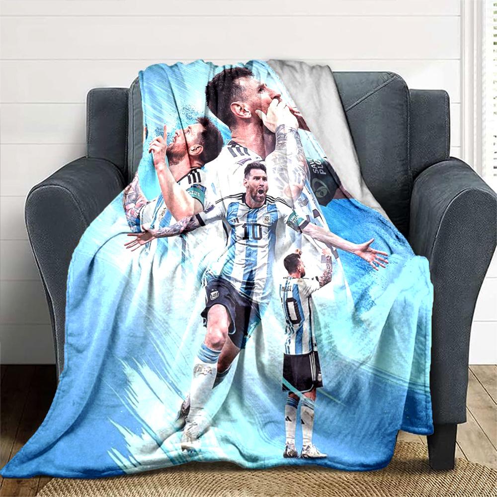 Football Messi Blanket Warmthful Decor Perfect for Office Chair Sofa Office for All Seasons Warmthful Decor Ideal Gift For Birthday Valentine'S Day