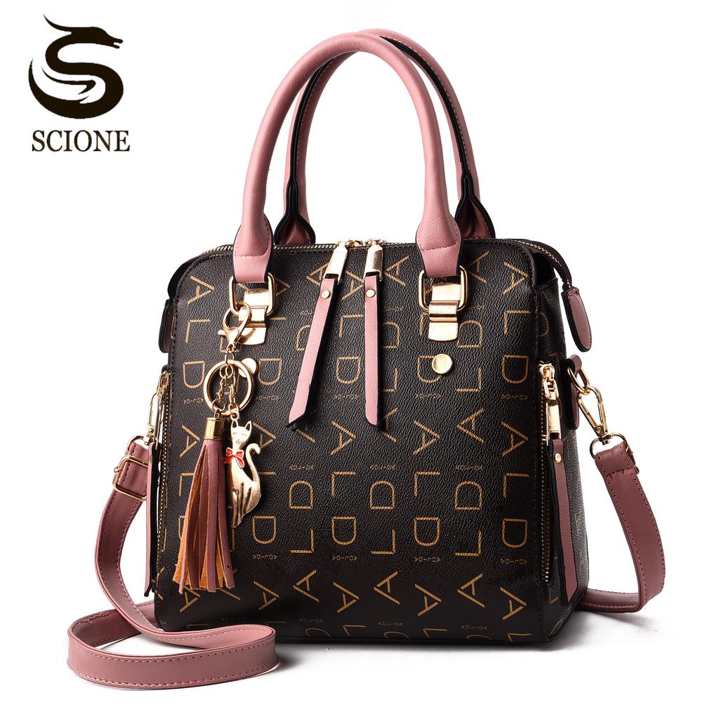 SCIONE Dámské tašky Dámské kabelky Neformální tašky přes rameno Velkokapacitní PU kožené tašky Tašky Cross