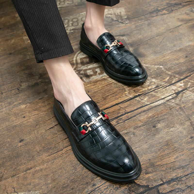 Summer Foot Cube Leather Shoes Men's Business Dress Men's Loafers Korean Version of Pointed-toed Youth Height-increasing Groom's Wedding Shoes