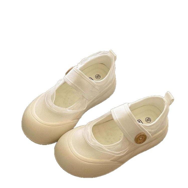 Lace Little White Shoes Women's Summer 2025 New Velcro Canvas Shoes Female Students Thick Baseplate Shoes Mary Jane Women's Shoes