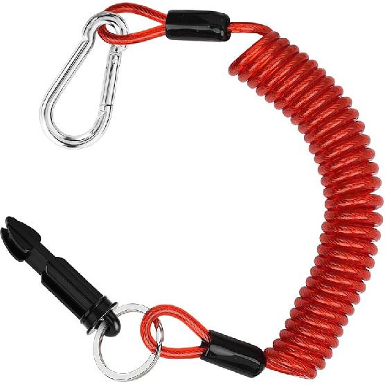 6FT Trailer Brake Away Cable, Trailer Breakaway Safety Cable Spring Towing Coiled Wire For RV Trailer Emergency Camper Breakaway Switch