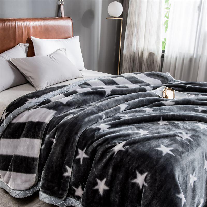 G5Z Thickened Raschel & Coral Flannel Winter Blanket for Dorms & Bedrooms