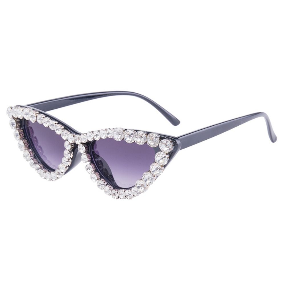 

Cat S Eye Frame Rhinestone Decoration Sunglasses Sun-Protective Photos Decoration Travel Sunglasses Outdoor Black Shades Glasses