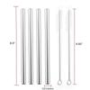Reusable Boba Drinking Straws with Cleaning Brush 4Pcs Extra Wide Stainless Steel Metal Bubble Tea Straw for Smoothie MilkShakes