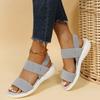 Damen Strick Elastischer Stoff Keilabsatz Sandalen Zum Hineinschlüpfen Leichte Gehsandalen Damen Übergröße Bequeme Sommerschuhe Frau 2026