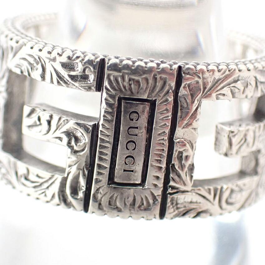 Pre-owned GUCCI SV925 Arabesque Square G Wide Ring, Size 12.5, j56-4