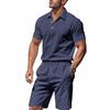 Men's European Summer Linen Polo Shirt and Shorts Set - Breathable, Casual, Loose Fit