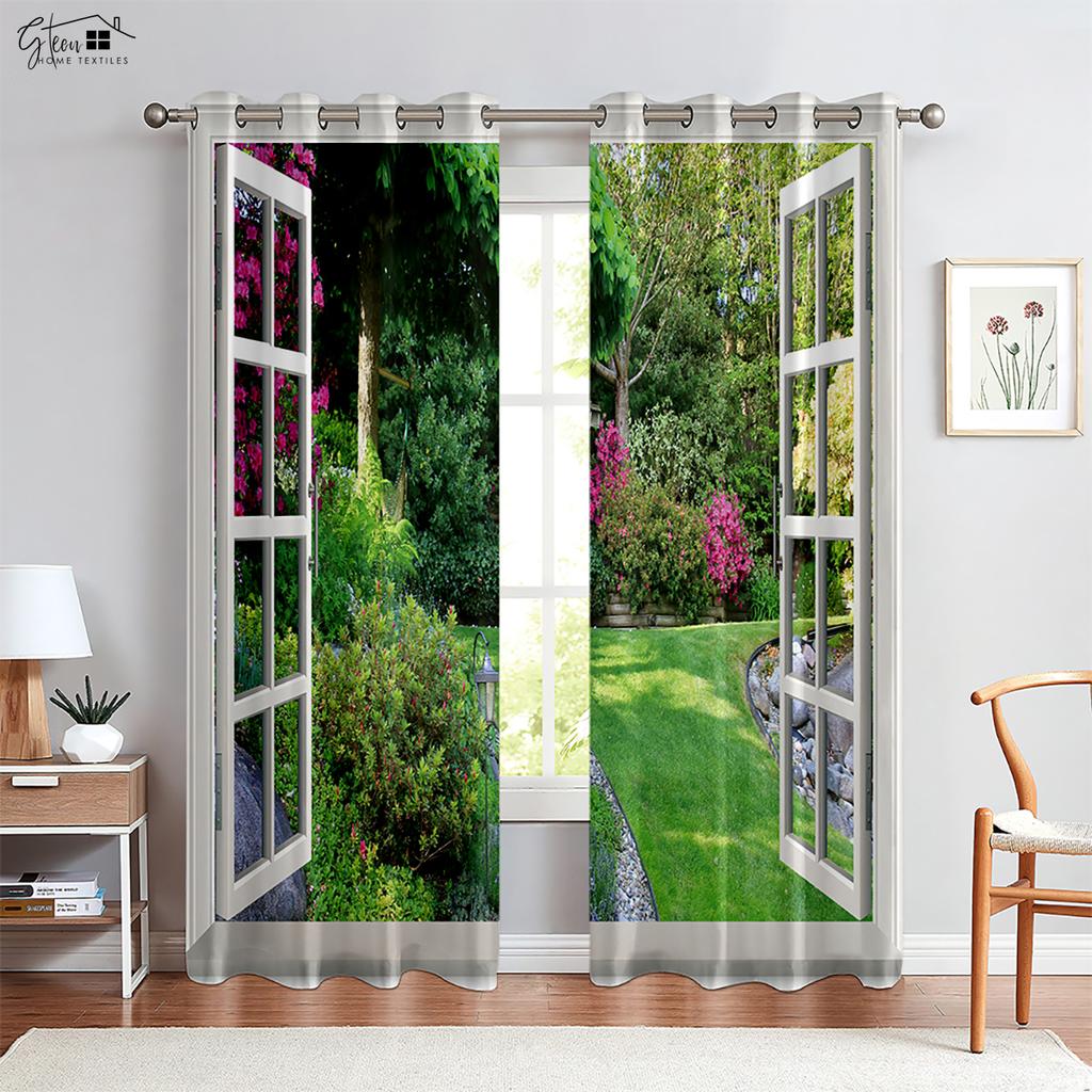 3D Drapes Ideal for Seaside Landscape Outside The Windowpane , Suitable Ideal for Livingroom Space , Bedchamber And Guest SpaceDecorativeDrapes