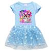 Girls Kpop Mira Zoey Rumi Hunters Print Round Neck Cotton Mesh Dress