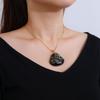 Exquisite Natural Gold Obsidian Laughing Buddha Pendant Amulet Necklace with Clavicle Chain.