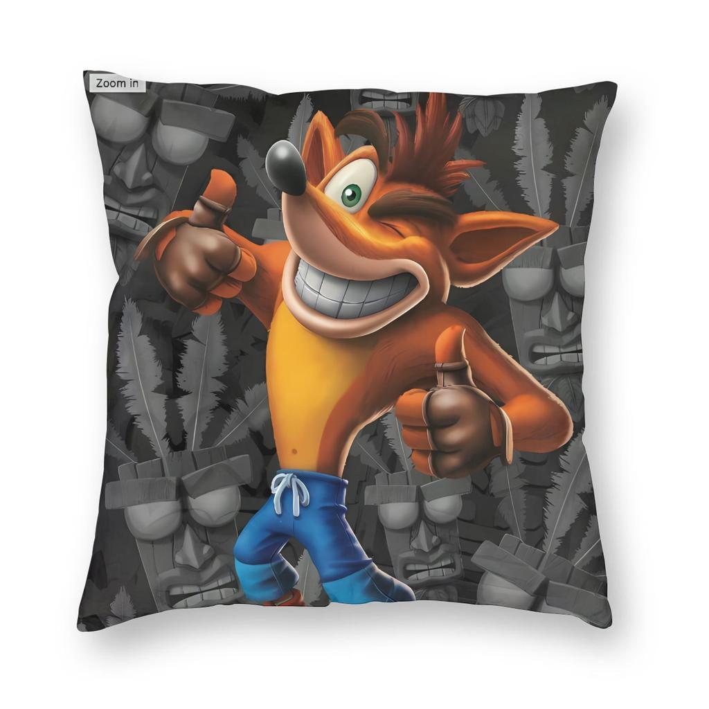 Crash Bandicoot Stone Print Pillow Case Cute Funny Pillow Cover Comfy Pillowcases For Office Car Home Decor
