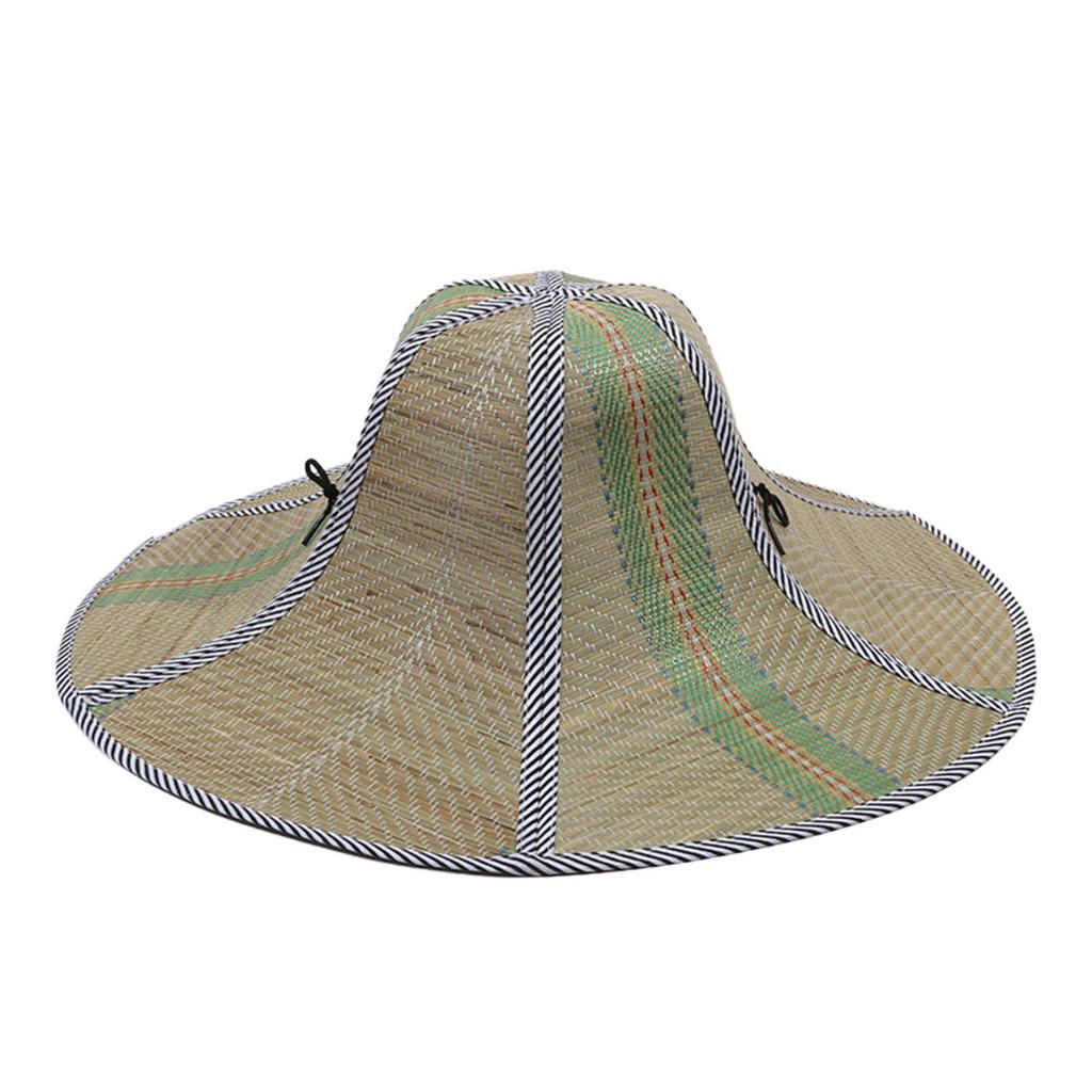 Foldable Straw Hat Fishing Sun Cap Men Women Hiking Travel Camping Sun Hats Drawstring Wide Brim Rattan Hat