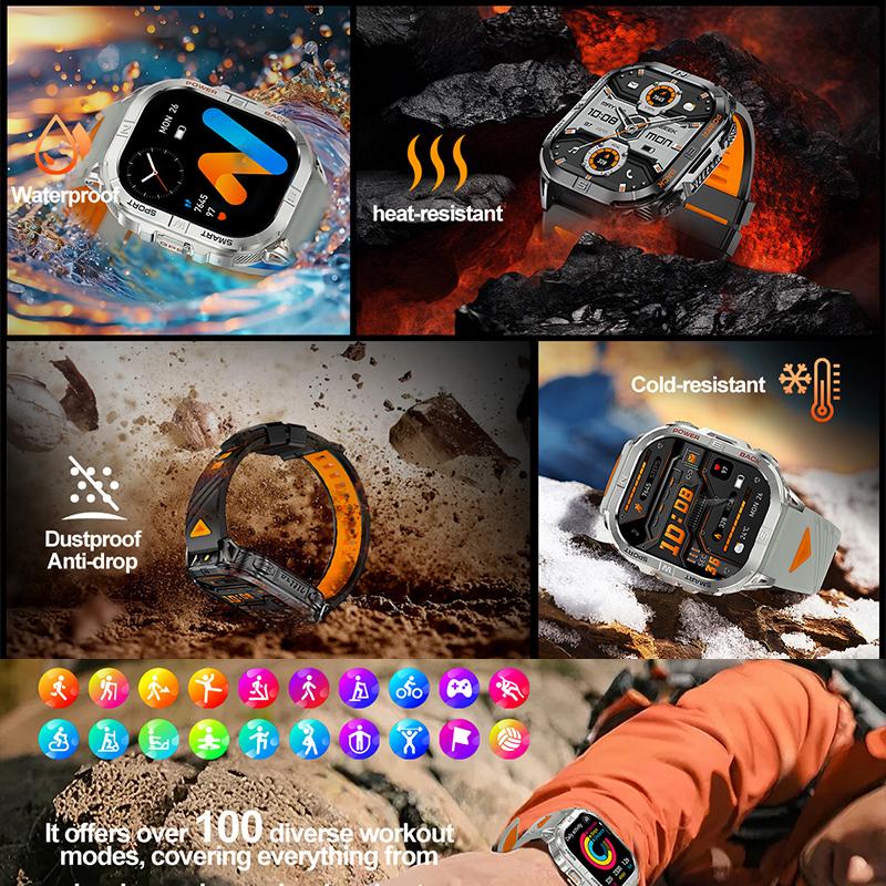 New Smart Watch GPS Outdoor Barometric Compass LED Flashlight 580 MAH 3ATM Waterproof 100+ Sports Mode Health BT Call Smartwatch