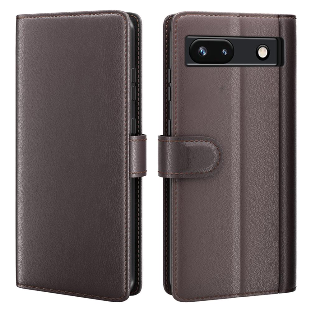 For Google Pixel 7a Genuine Cow Leather Shockproof Phone Case Folding Stand Wallet Protective Cover