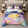 Space Cosmic Theme Custom Text Or Name 3Pcs Bedding Set 1 Flat Sheet & 2 Pillowcases Personalized Home Bedding