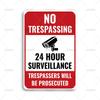 Fresh Red  Hour Surveillance Metal Tin Sign  Chic No Trespassing Metal Signs for Farm Garden Home Wall Decor Plaque