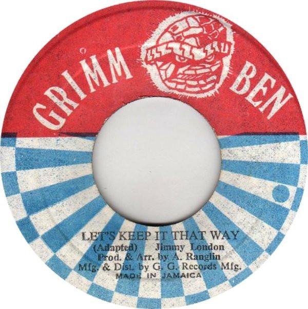 

7-дюймовая пластинка JIMMY LONDON Lets Keep It That Way NONE Grimm Ben Ямайка Регги Ска Даб Б/у