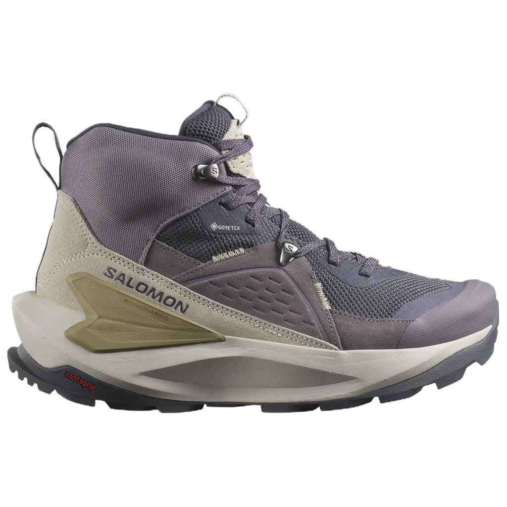SALOMON Elixir GORE-TEX Comfortable Versatile Non-Slip Durable Mid-Top Hiking Shoes Women Hiking Shoes Purple Gray L47576800