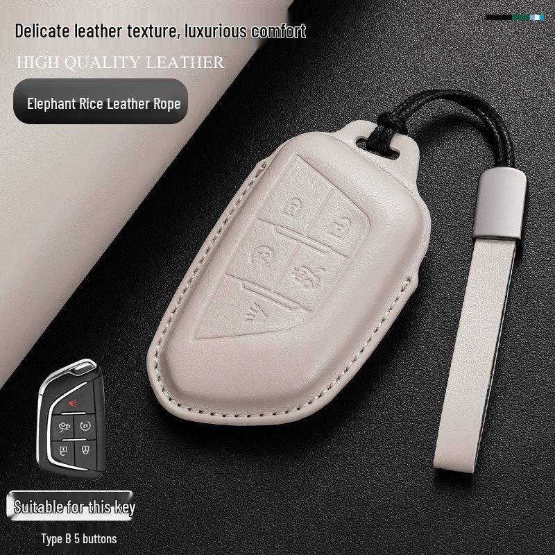 Genuine Leather Key Case for Cadillac: Compatible with CT6, XT5, XT4, XT6, CT4, CT5, XTS, GT4, and ATSL Models.