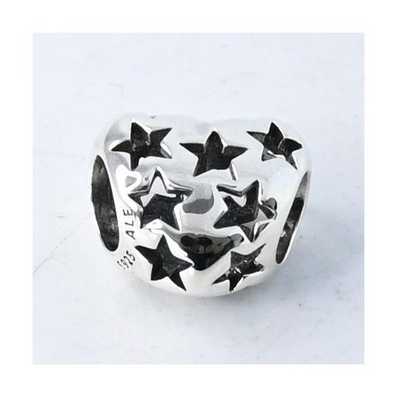 Used [Polished] PANDORA Heart Star Charm silver925 Pandora Silver