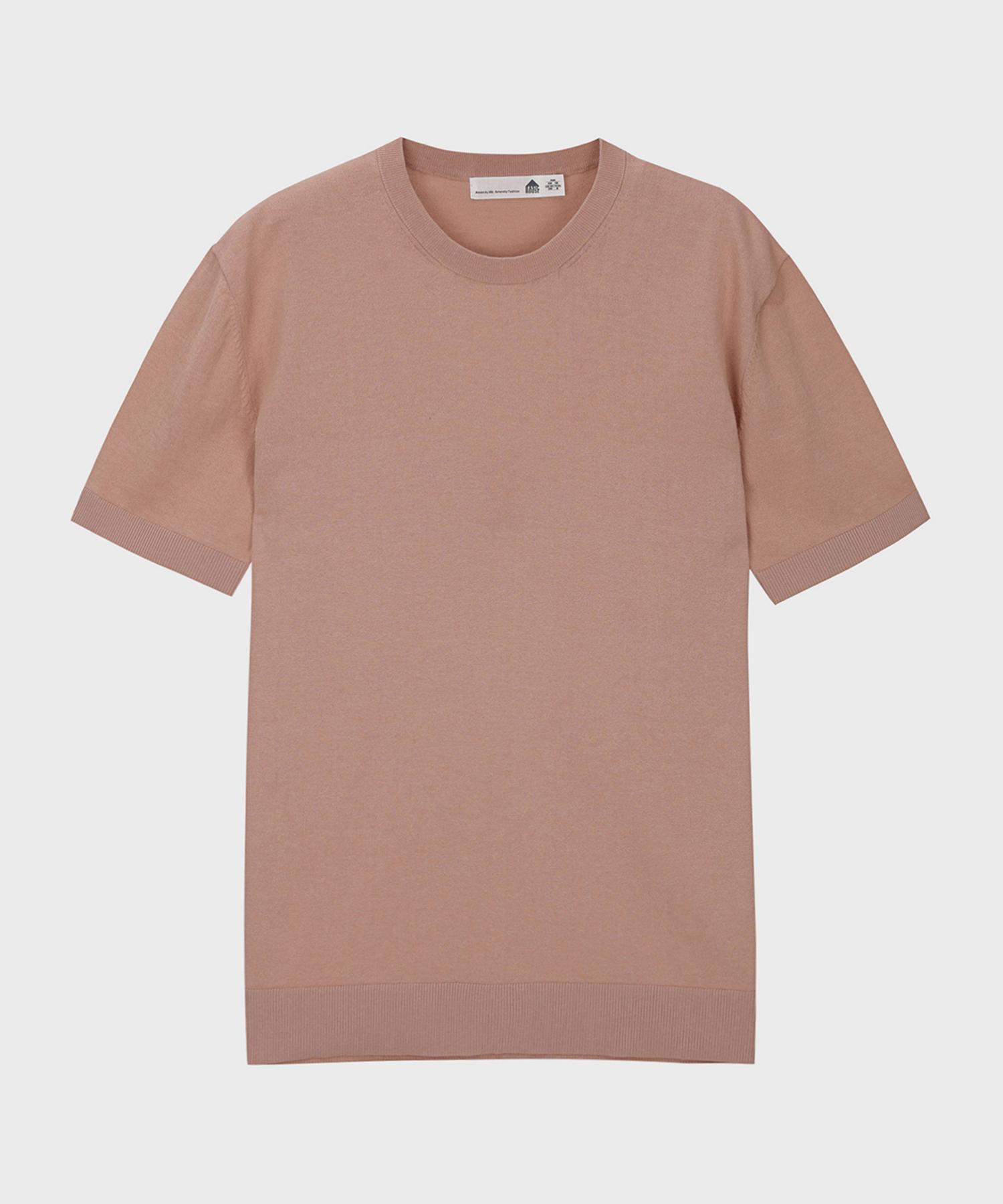 Basic House Uni Cotton Round Neck Short Sleeve Knit Deep Pink Lwkt3101 Dp/090