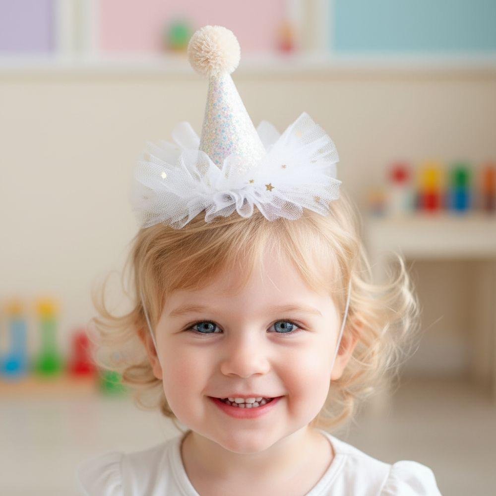Glitter Birthday Hat Colorful Hair Accessories Lace Headband Hairclip Sparkling Sequin Shining Star Headwear