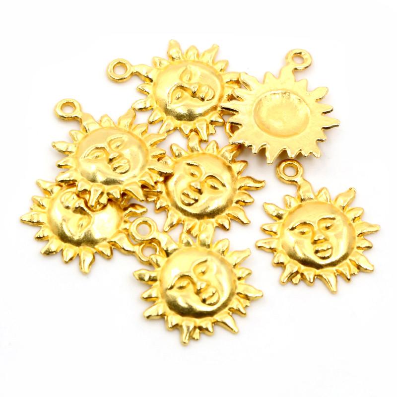 21x17mm 15pcs Antique Silver Plated Gold plated Bronze Sun Handmade Charms Pendant:DIY for bracelet necklace