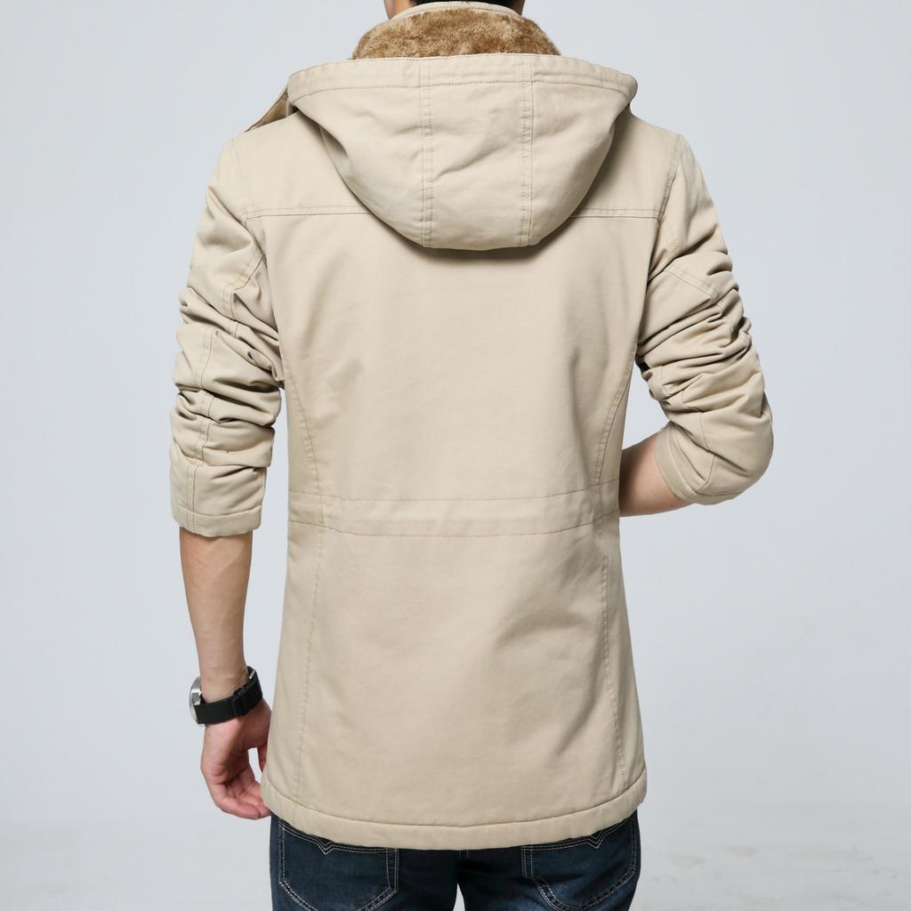 Men's Autumn and Winter New Fleece Thickened Casual Jacket, Youth Outdoor Enlarged Medium and Long Trench Coat Men's Coat