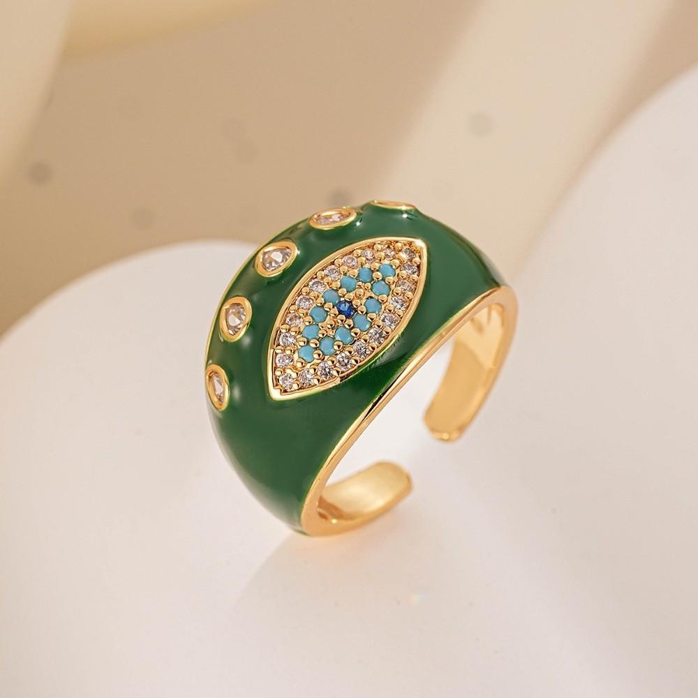 Zinc Zinc Alloy Copper Devil's Eye Ring Vintage Opening Finger Ring Glaze Luxury Ring  Clothes Accessories