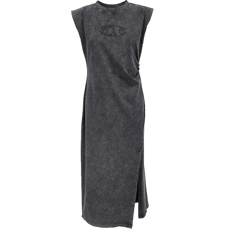 

ONLY 2025 Summer Brushed Embroidered Slit Midi Dress M