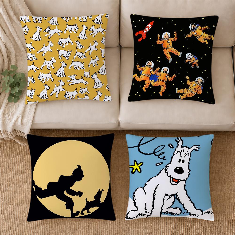 art dog comic soft pillowcase cute t-t-T-Tin-tinES-S-S fun Sofa Home S-S-SnowyS Living Room Decor bed hogar pillowcover gift