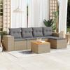 Vidaxl 6-Cz. Garden Furniture Set With Cushions, Beige, Poly Rattan
