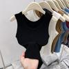 White Cover Double Breasts I-shaped Vest Women's Outer Wear Elastic Thread Inner Top Spring and Summer Basic Sleeveless Suspenders